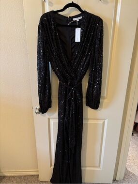 Baltic Born Brussels Sequin Jumpsuit NWT- Formal,holiday,classic,black tie, RARE